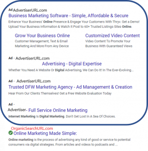 Example of PPC search results