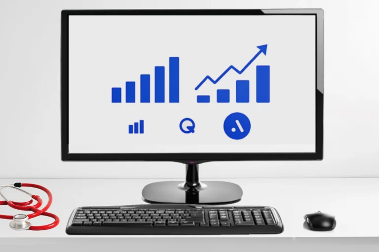 Decorative Image For Marketingdrs.com | Computer Screen With Increasing Site Visit &Amp; Revenue Charts